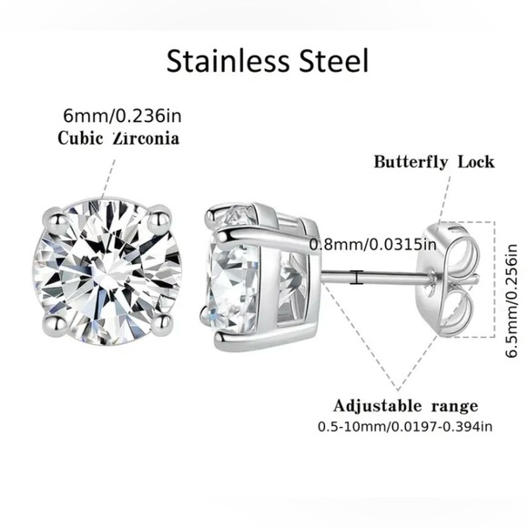 18K Plated White Gold Stainless Steel Classic Lux Set - Picture 4 of 4